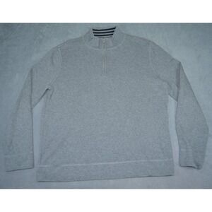 Faconnable Sweater Mens Large Gray 1/4 Zip Pullover Casual Cotton Knit